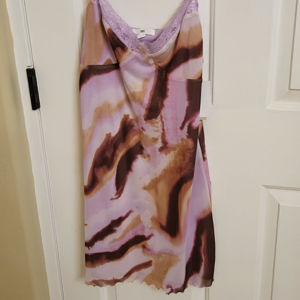 Lace Cami Mesh Minidress in purple mineral abstract Size: Medium NWT - Picture 8 of 12